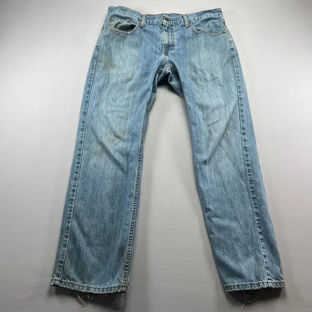 Levis Relaxed Straight Jeans Mens 34x30 Blue Denim Cotton Mid Rise Medium Wash